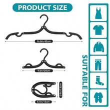 1/10pcs Portable Folding Travel Clothes Hanger With Storage Bag, Plastic Cruise Essential Garment Drying Rack, Suitable For Camping, Flight, RV, Europe Vacation, Black, Ultra-Compact, Space-Saving Design, Lightweight Yet Durable, Quick-Dry Organizer, Multi-Use Wardrobe Accessory For Luggage, Dorm, Backpacking, Caravan, Hotel Stay, Travel Kit Must-Have, Easy Clean, Non-Slip Racks, Foldable Hanger System For Garments, Shirts, Tops, Sleepwear And Soft Fabrics, Ideal Gift For Travelers And Vacation Enthusiasts - Black - View 3