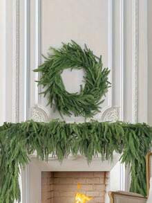 1pc Artificial Norfolk Pine Vine Garland - Realistic Texture Faux Greenery With Flexible Rubber Material For DIY Christmas Wreaths, Wall Decor, Staircase Railing - UV Resistant All Weather Indoor Outdoor Decor For Fireplace Mantel, Front Door, Restaurant Home Decor Christmas Decorations Room Decor