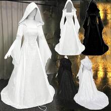 Hooded Gothic Dress For Women, Victorian Medieval Renaissance Costume With Corset Lacing, Elegant Halloween Party Gown - 黑色 - 查看 6