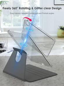 Anti-Scratch IPad Case Compatible With Built-In Pencil Holder, 360 Degree Rotating Folio Stand Cover, Premium Shockproof Auto Wake/Sleep And Flexible Viewing Angles-Black