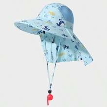 Kids Bucket Hat Children's Sun Protection Beach Visor Hat With Large Brim 3 To 8 Years Old UV50+ Sun Protection - Azul-baleia - View 5