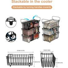 6 Pack Chest Freezer Baskets Organiser - Stackable Kitchen Storage Boxes For 198L Deep With Handle, Pantry Shelf Open Wire Bins Frozen Goods Sort, Durable Metal Black - Black-6 Pack - View 7