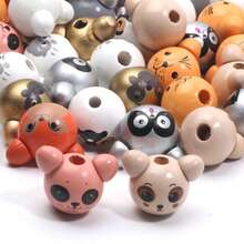 10pcs Mixed Animal Ear Shaped Wood Beads, 20x28mm, Suitable For Diy Bracelet, Necklace, Decoration Making