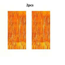 4packs Orange Foil Fringe Curtains Set & Metallic Photo Booth Backdrop Door Curtain, Perfect Decorations For Halloween Party, Wedding, Engagement, Birthday, Anniversary, Graduation, Bachelor Party And Other Important Occasions,Christmas