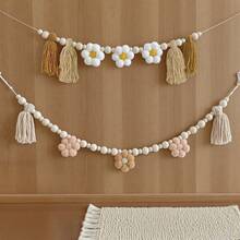 1 件粉色花朵流苏横幅，儿童婴儿房装饰，派对装饰，可爱，悬挂装饰，新生儿必需品，摄影道具，礼物