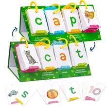 1套/129片CVC单词游戏，CVC单词翻页图表双面桌面图表卡片套装 - 互动拼写游戏，单词构建卡片，教育拼写玩具，学习卡片，送给妈妈和家人的课堂玩具