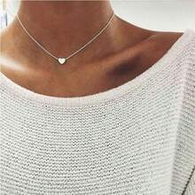 2 Small Heart-Shaped Pendant Necklaces, Made Of Pure Chain And Hypoallergenic, Simple And Cute, Suitable For Daily Wear, Valentine's Day Parties, Weddings, Women's Jewelry, Gifts - bạc màu - Xem 9