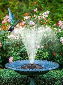 1 pieza Bomba de fuente solar, bomba de fuente de baño de pájaros con flor de loto, con 6 boquillas, bomba de fuente solar para baño de pájaros, jardín, estanque, piscina, decoración de jardín