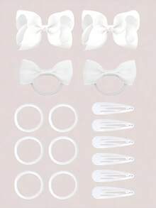 16 Stücke Schulmädchen Haarschmuck Set mit Schleifen, Haarclips und Haargummis für kleine Kleinkinder Schulmädchen Rückkehr zur Schule