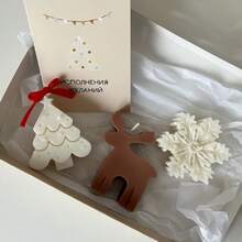 2 pièces Moule de bougie en forme d'arbre de Noël et de renne, fournitures artisanales pour la fabrication de bougies, moules de décoration pour la maison pour la cire, la résine, le plâtre, le silicone