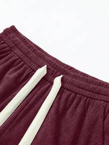 Men's Casual Straight Leg Corduroy Pants, Personalized Printed, Loose Fit, Versatile, Suitable For Spring And Autumn