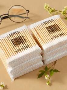 1800/1500/1000/500/300/100pcs High Quality Double-Headed Cleaning Swabs, Beauty Salon Buds, Cosmetic Wooden Cleaning Swabs, Beauty And Personal Care Tips, Round Disposable Ear Cleaning Swabs For Home Use, Suitable For Ear And Nose Cleaning, Multipurpose Beauty And Cleaning Tool, High Quality Beauty Tool