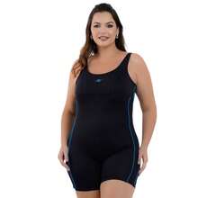 Nexis Maiô Macaquinho Plus Size Perninha Natação De Hidroginástica - Preto/Turquesa - Visão 2