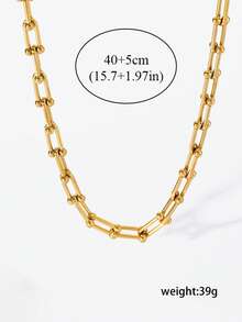 1pc Stainless Steel Chain Necklace, Casual & Versatile Accessory