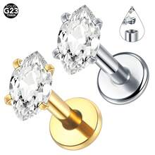 SWANJO 1 件钛金榄尖形 CZ 耳钉 耳屏 耳轮 耳甲 穿孔 身体饰品 - TC142 - 查看 8