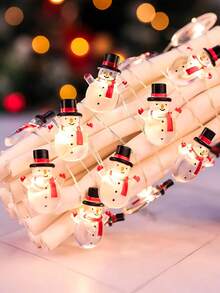 10 个 LED 雪人圣诞灯串防水仙女圣诞灯，电池供电，适用于室内外圣诞装饰，适用于室内外圣诞壁炉架装饰，圣诞节节日装饰 - 彩色 - 查看 4