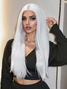 Perucă lungă și dreaptă din dantelă HD 13*3.5, multicoloră, perucă feminină de 22 de inci, sintetică, rezistentă la căldură, perfectă pentru eleganță și naturalețe, pentru petreceri de călătorie, cosplay, festivaluri de muzică, cadouri de zi cu zi, gata de purtat, cadoul perfect de sărbători pentru fete, o perucă de Halloween