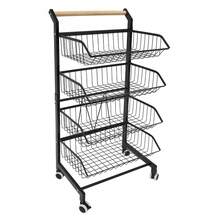 YUNRUX Sturdy And Durable Kitchen Food Storage Basket Trolley With Lockable Wheels, Adjustable Storage Space, Convenient To Move, Strong Load-Bearing Capacity