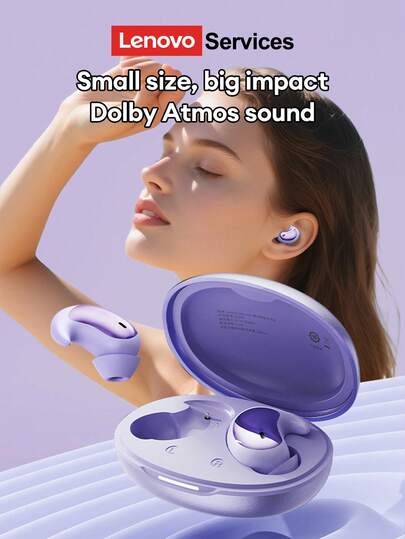  Lenovo LE203 Sleep Bluetooth Headphones With 360° Smart Noise Cancellation, 4-Layer Noise Reduction, High-Quality Music, Long Battery Life, Lightweight And Comfortable Fit For Sports, Office, Sleep, Compatible With Smartphones And Computers