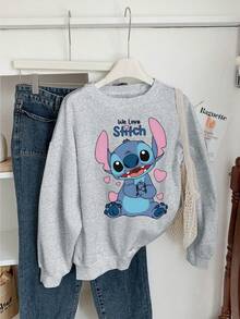 Stitch Halloween Sweater, Fashionable, Comfortable, Casual Children's Top With Print - Xám - Xem 1
