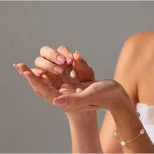 Women's Gold Pearl Stud Earrings |   14K Gold Plated Round Earrings With White Pearls