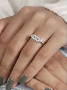 1 klassischer minimalistischer S925 Moissanit Damenring, geeignet für Verlobungsfeiern, Partys, täglichen Gebrauch, Jahrestage, Valentinstag Geschenke