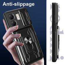兼容 Hot 50i / Infinix Smart 9 / Smart 9 HD 手机壳，带滑动相机镜头和支架 - 黑色 - 查看 3