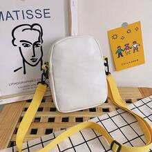 Bolso bandolera de lona con parches exagerados y personalizado de moda, bolso de hombro de mujer con bolsillo para teléfono y monedero