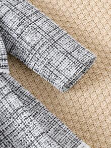 3 pièces Ensemble fille comprenant : veste longue élégante à fleurs et dentelle, Top à manches longues de couleur unie, et jupe. Automne/Hiver