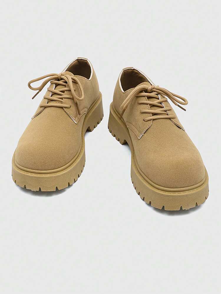 Zapatos Derby para hombres, nuevas botas de caña baja para primavera/otoño, zapatos de trabajo retro, suela gruesa, zapatos versátiles - Amarillo - Añade 8