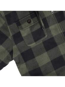 Men's Winter Jacket, Hoodie,Heavy Thick Flannel Plaid Jacket Sherpa Fleece Lined Hoodies For Men Zip Up Winter Warm Coat Buffalo Zipper Sweatshirt - 綠色格 - 查看 6