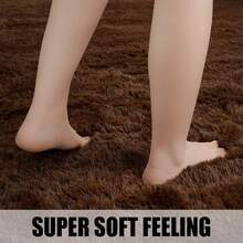 Modern Soft Fluffy Large Shaggy Rug For Bedroom Livingroom Dorm Kids Room Indoor Home Decorative, Non-Slip Plush Furry Fur Area Rugs Comfy Nursery Accent Floor Carpet 4'x6' Brown - 棕色 - 查看 5