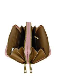 Women's Wallet With 2 Zippered Compartments, Hand Strap, Elegant Card Holder, Fashion Insurance, Assorted Logo Plate - 淺粉色 - 查看 5