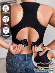 Seamless Shock-Absorbing Sports Bra, Suitable For Running, Back Support, Wireless, Women's Comfortable Sports Bra Underwear, With Padding, Breathable Seamless Soft Top Bra, Wireless Sports Camisole Underwear, Yoga Basic Sports Bra Curve, Summer Bra