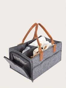 1pc Foldable Multifunctional Mommy Diaper Storage Bag - White - View 4