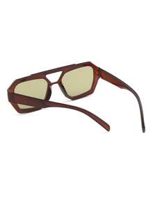 1 par de de mujer con montura de PC poligonal marrón, estilo retro de doble puente, de moda y estilo callejero, con forma de aviador personalizado - Marrón - Ver 6