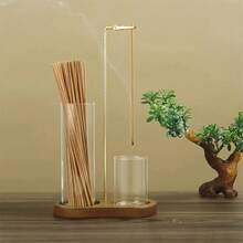 2-In-1 Glass Incense Burner With Removable Ash Collector And Candle Holder - Suitable For Meditation, Yoga, Tea Spaces, And Home Décor - Perfect Gift For Relaxation And Spiritual Practices, Modern Aromatherapy Accessory - 復古色 - 查看 2