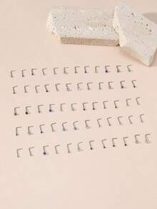 60pcs Multi-Size Stainless Steel Nose Studs - 彩色 - 查看 4
