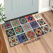 Tapete xadrez vintage de 1 peça, tapete de drenagem de poliéster para cozinha, sala de estar, entrada, varanda, decoração de casa, antiderrapante, adequado para cafeteria, bar, feriado, festa, quarto, banheiro - Multicolorido - Ver 23