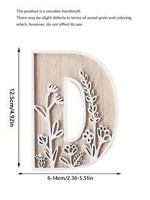 1 Pc Floral Wooden Letters Decor , Wood Alphabet With White Flower Patterns, 26 Letter Custom Name Decoration, Home Decor For Living Room, Bedroom, Entryway, Nursery, Wedding, Party Decoration