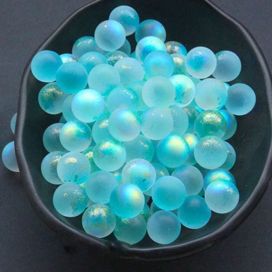 50pcs 12mm Glow-In-The-Dark Glass Beads - Vibrant Polished Stones For DIY Crafts, Jewelry Making & Aquarium Decor - màu xanh da trời - Xem 1