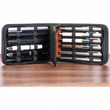 lanxivi® bolígrafo Roller pluma estilográfica Pu Carcasa de cuero para 12 bolígrafos (café) - Cafetería - Ver 5