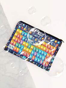 1pc Periodic Table Zipper Closure Makeup Bag, Durable Fade-Resistant Canvas Pouch, Convenient Storage Bag, Student Pencil Case, Canvas Toiletry Bag, Pen Pouch Travel Bag, Snack Bag - Multifunctional Bag - Best Gift For Friends, Double-Sided Printing Christmas Gift