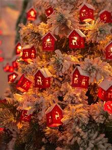 2M10 LED[Red House Fairy Lights] - Christmas Tree/Reindeer Decor With Warm Red House Shapes, Battery Operated, Suitable For Bedroom, Living Room, Dining Area, Cafe, Bar - Perfect Holiday Gift, Christmas, Halloween, Christmas Decoration