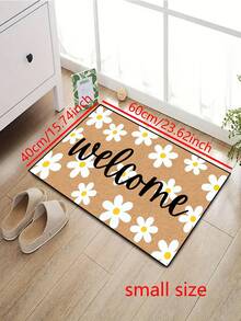 1 pieza Felpudo de bienvenida con diseño de flor blanca simple, estilo rústico, lavable a máquina de fibra de poliéster, adecuado para sala de estar, cocina, dormitorio, entrada, decoración del hogar, decoración de la habitación, todo el año - Blanco - View 14