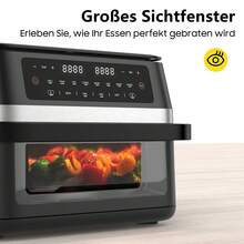 Frytkownica na gorące powietrze o pojemności 11 l, dwustrefowa | Airfryer 2950W z okienkiem i oświetleniem, podwójna komora z wyjmowaną przegrodą, funkcja Sync Cook & Finish, dioda LED Touch, 8 programów, kosz nadający się do mycia w zmywarce, zdrowe i beztłuszczowe, automatyczne wyłączanie - Wtyczka UE typ E (220–240 V) - Zobacz 8