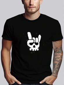 Magliette da uomo,Rock and Roll Print Tee Shirt, Tees for Men, Casual Short Sleeve T-shirt for Summer