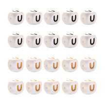 10pcs 12mm Simple Style White Base Black Letter + White Base Gold Letter Silicone Beads, DIY Jewelry Making Initial Letter Festival Gift Decorative Beads