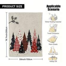 Ultra-Soft Flannel Plaid Pines Blanket - Red Black White Beige Winter Snowflake & Pine Tree Design, All-Season Cozy Bedspread Sofa, Bed, Chair - Soft Warm Throw With Plaid & Snow Patterns, Durable Printing, Red/Black/White/Beige Checkered & Solid Colors, Style Cozy Bedding Accessory, All-Year Comfort, Festive Winter Decorations, Bedding, Thanksgiving Blanket, Cute Blankets 280gsm Room Decor Home Essentials Decor Bedroom
