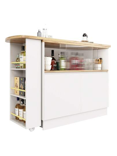 Sairedel 360° Rotating Sideboard Shelves Glass Moderne Serving Buffet 90x45x100 Cm Kitchen, Restaurant, Living Room Multifunctional Shelf, Bar Cabinet view 11